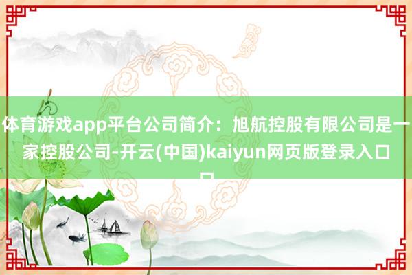 体育游戏app平台公司简介：旭航控股有限公司是一家控股公司-开云(中国)kaiyun网页版登录入口