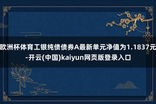 欧洲杯体育工银纯债债券A最新单元净值为1.1837元-开云(中国)kaiyun网页版登录入口